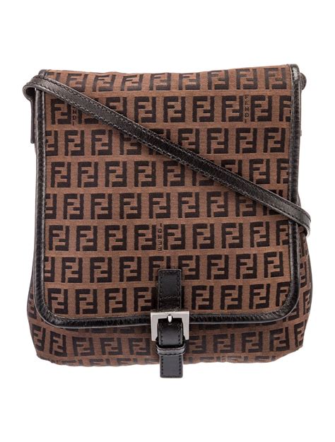 fendi zucchino crossbody dark brown|FENDI Zucchino Crossbody Bag Tobacco Brown .